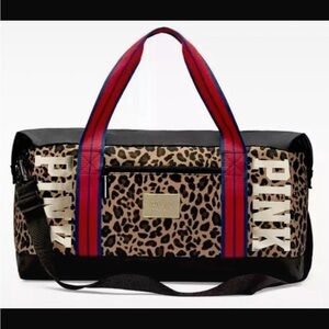 Victoria Secret PINK Travel Duffle Gym Bag Large Animal Print Logo